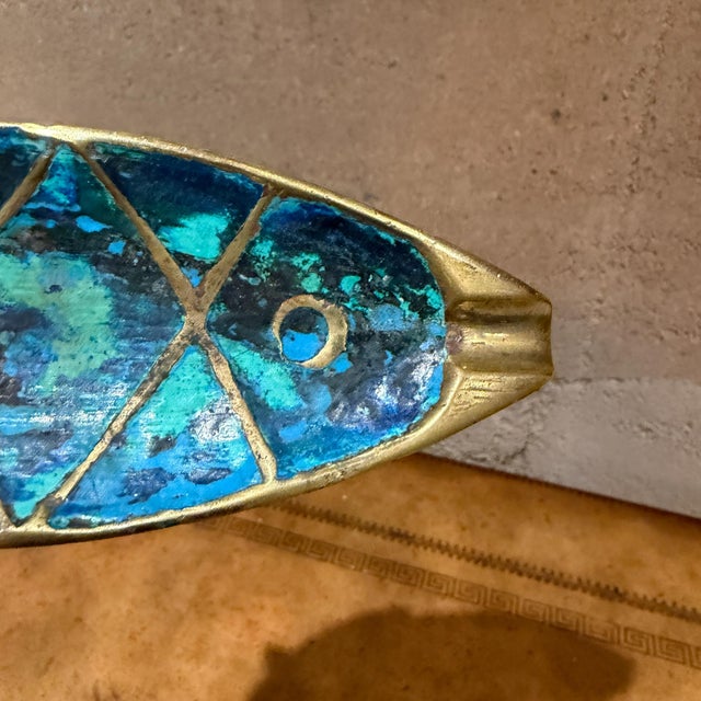 1950s Mid-Century Mexican Modern Brass Fish Ashtray Dish Catch All by Pepe Mendoza For Sale - Image 5 of 11