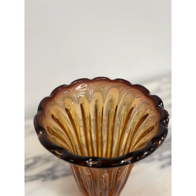 Mid 19th Century Mid 19th Century Large Amber Venetian Glass Vase For Sale - Image 5 of 10