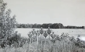 Vintage 1950's Surreal Think Signs Drive Safely Snapshot Photograph