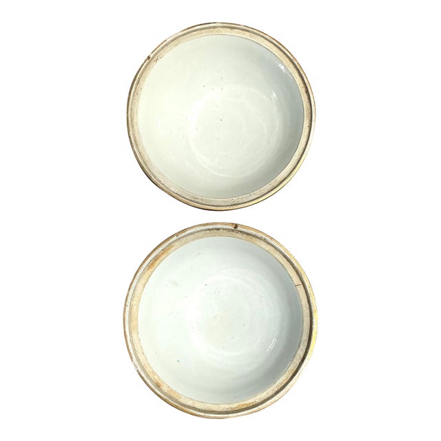 Vintage Asian Glazed Ceramic Bowls - A Pair For Sale