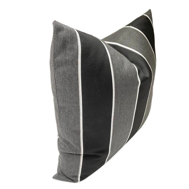 Sunbrella high performance striped pillow cover. Oversized stripes granite and black. Medium weight, 100% woven acrylic...