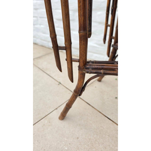 Antique French Bamboo Side Table Japonisme Aesthetic Movement Oval Rattan Cane Occasional Table Victorian Chinoiserie Furniture For Sale - Image 11 of 17