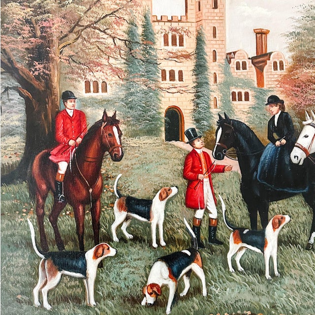 English Late 20th Century Framed & Matted English Fox Hunt Equestrian Oil Painting For Sale - Image 3 of 11