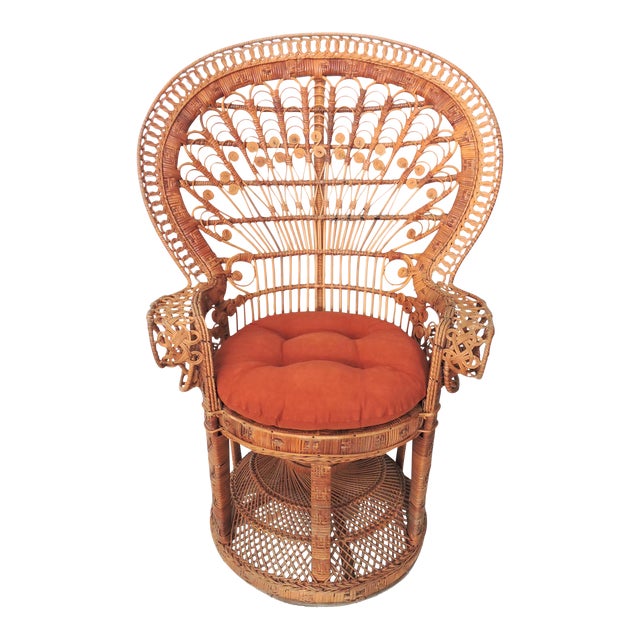 Wicker Peacock/Fan Back Arm Chair | Chairish
