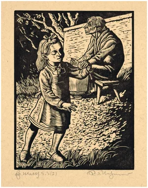Rudolf Nehmer, Blessed Are the Spiritually Poor, 1948, Woodcut