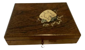 Rosewood and Engraved Brass Marquetry Painting Box