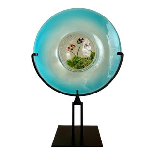 Vintage Murano Glass Disc Aquarium on Stand For Sale