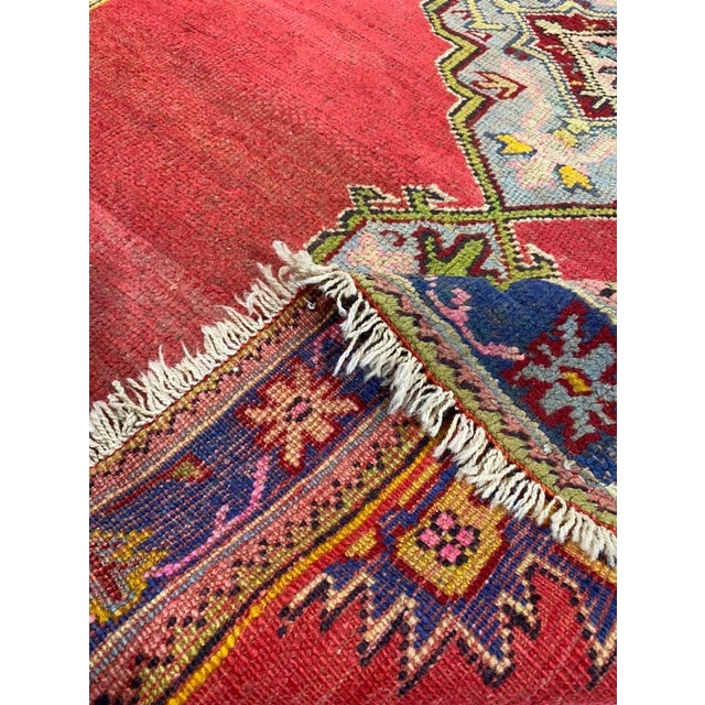 1940s Vintage Handwoven Turkish Oushak Area Rug 4'4" X 6'0" For Sale - Image 4 of 12