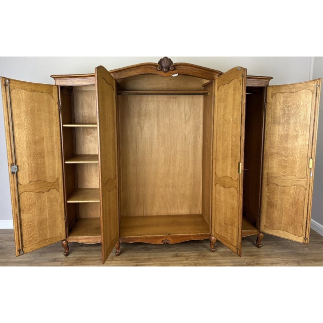 Vintage French Louis XVI Style Wardrobe in Oak For Sale - Image 11 of 12