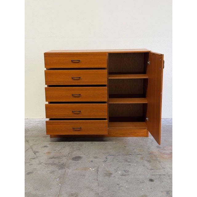 Wood 1960s Danish Mid Century Teak Gentleman’s Chest Tall Dresser Wardrobe Cabinet For Sale - Image 7 of 10
