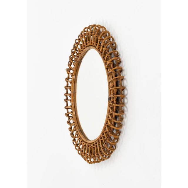 Vintage Round Wall Mirror in Bamboo and Rattan by Franco Albini, 1960s For Sale - Image 6 of 13