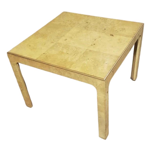 1980s Burl Wood Henredon Square Game Card Small Dining Table in Mint Condition For Sale