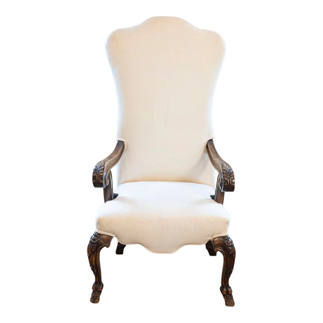 Italian, 19th Century Rococo Style Walnut Upholstered Armchair with Fine Carving For Sale