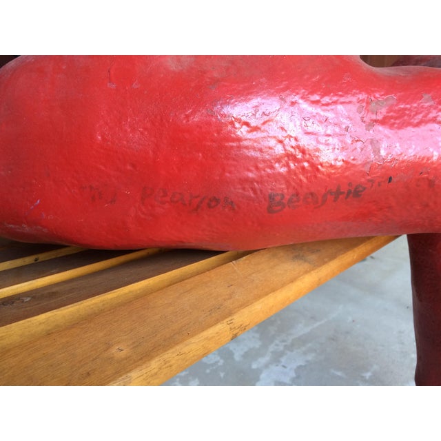 Plastic 1980s "Red Beastie" Folk Art Abstract Fiberglass Sculpture by Dennis Pearson For Sale - Image 7 of 8