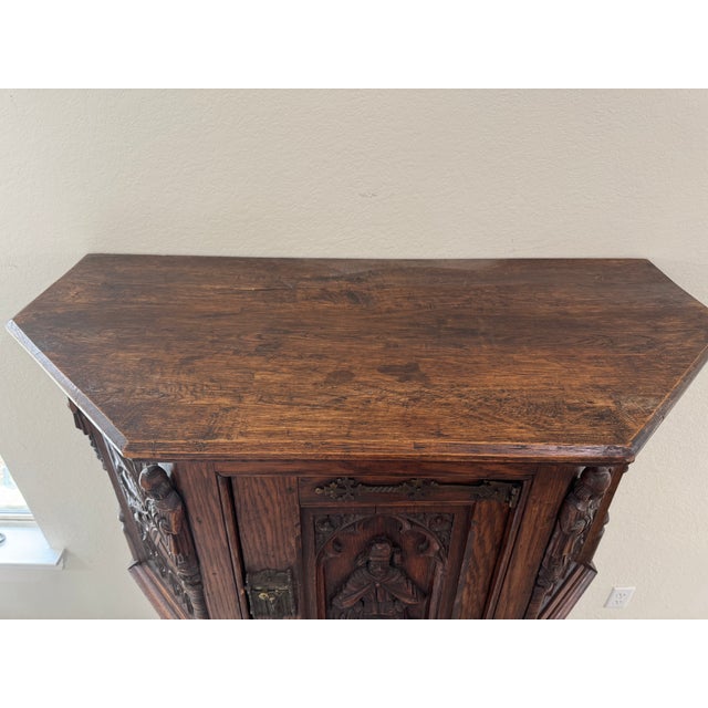 17th-Century French Gothic Revival Credence Vestry Cabinet For Sale - Image 10 of 12