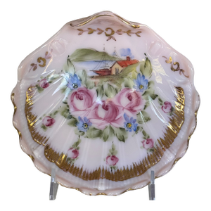 1930's Cambridge Glass Nautical Scene Crown Tuscan Charleton Seashell Comport