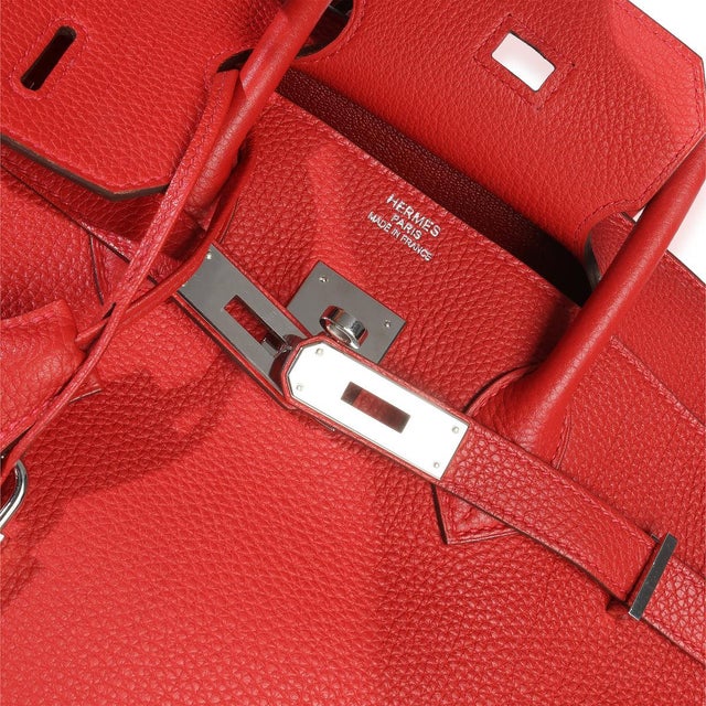 Red Rouge Casaque Togo Birkin 35 PHW For Sale - Image 8 of 8
