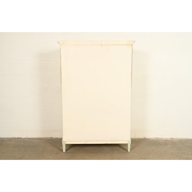 Baker Furniture French Regency Louis XVI Cream Lacquered Armoire Dresser or Linen Press, Circa 1960s For Sale - Image 14 of 16