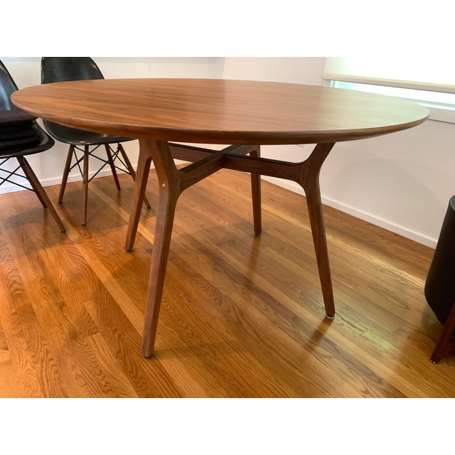 REN walnut dining table, GORGEOUS! Space Copenhagen for Stellar Works. Minimalist design, small footprint. 4 black Herman...