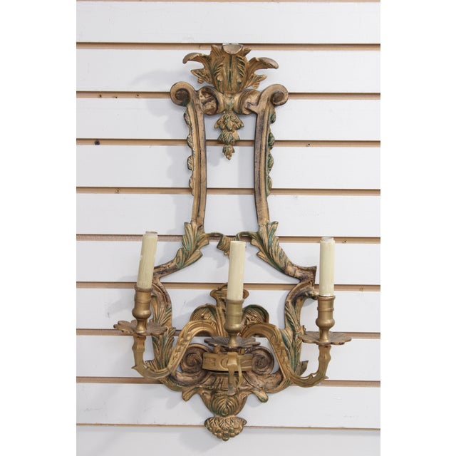 Pair of Vintage Italian Renaissance Electric Bronze Wall Sconces For Sale - Image 4 of 13