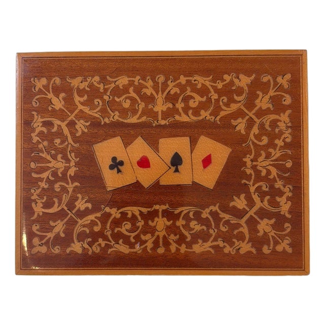Vintage Italian Sorrento Marquetry Card Box For Sale