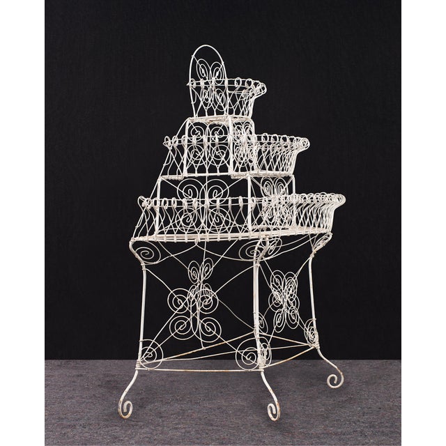 Early 20th Century English Victorian Three-Tier Demilune Wire Garden Plant Stand For Sale - Image 5 of 18
