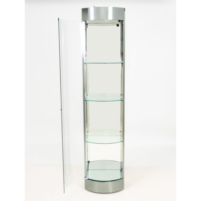Modern Chrome and Glass Display Cabinet For Sale In New York - Image 6 of 10