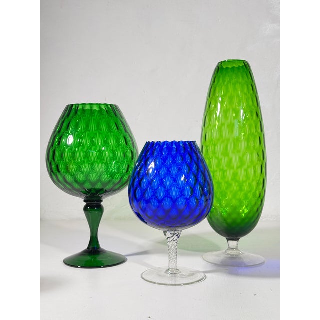 Glass Mid-Century Empoli Glass, 1960s, Set of 3 For Sale - Image 7 of 18