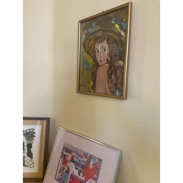 Mid 20th Century Vintage Portrait of a Girl by Artist Ruth K S - Framed For Sale - Image 5 of 9