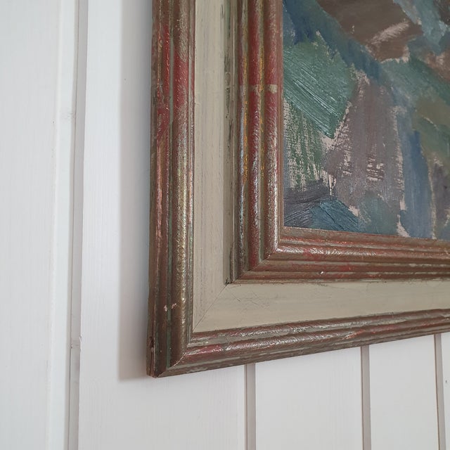 Textile 1948 Mid-Century Danish Fauvist Modernist Oil Painting by Sigurd Swane For Sale - Image 7 of 16