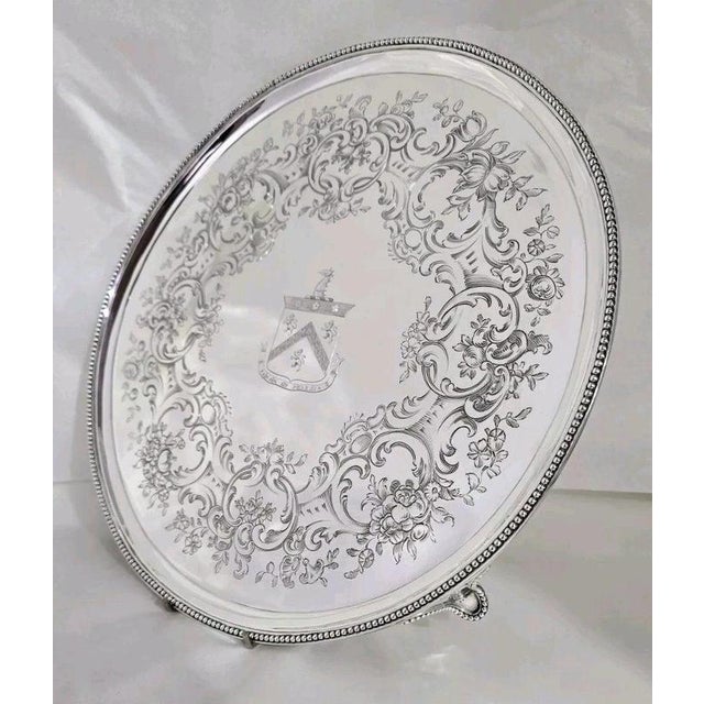 Antique George III Sterling Silver Waiter, 1785 For Sale - Image 3 of 18