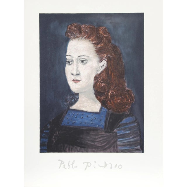 1980s "Femme a la Collerette Bleue" Lithograph After Pablo Picasso For Sale