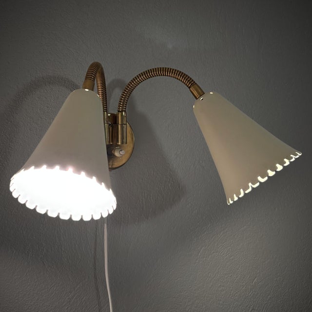 1940s Vintage 8661 Wall Lamp in Brass and Steel from Böhlmarks, Sweden, 1940s For Sale - Image 5 of 14