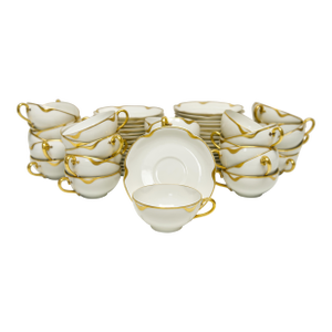 Haviland Limoges Silver Anniversary Tea Cups & Saucers Set of 32