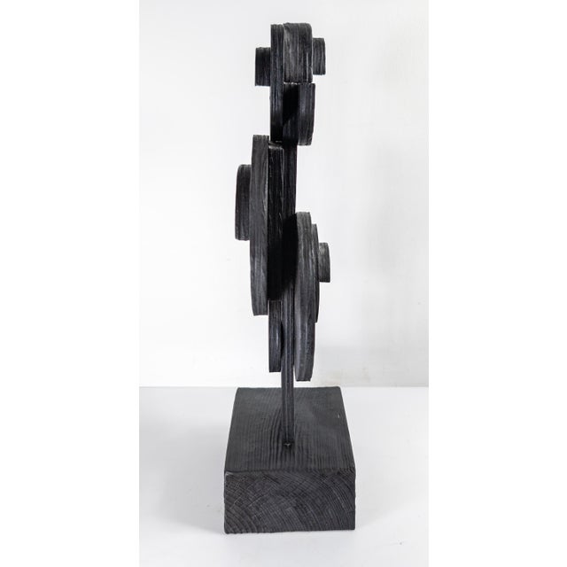 Mid 20th Century Mid-Century Modern Black Geometric Abstract Sculpture After Louise Nevelson For Sale - Image 5 of 11