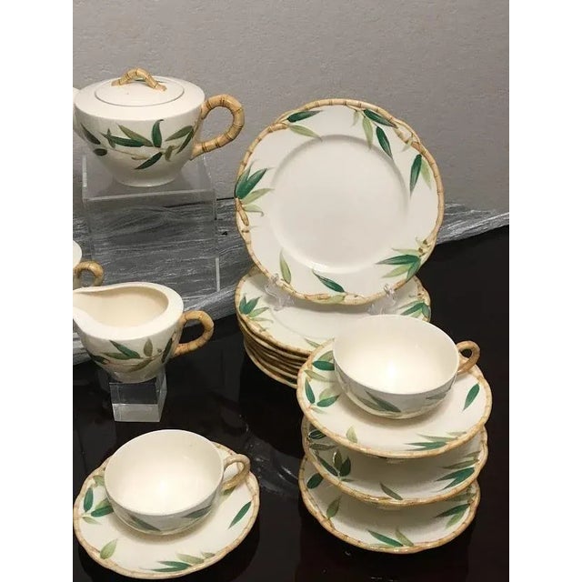 Pristine 42-Pc Mid Century Maruta Ware "Tropicana" Dinnerware Set - Hand Painted Bamboo Art of the Table For Sale - Image 4 of 11