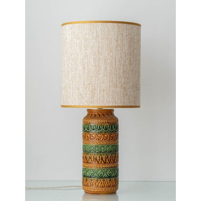Ochre and Green Ceramic Table Lamp from Bay Keramik, 1970s For Sale - Image 14 of 14