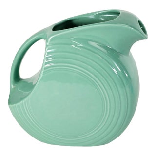 Fiesta Sea Mist Mini Disc Pitcher by Homer Laughlin, Ring-Handle Form, 7.5" For Sale