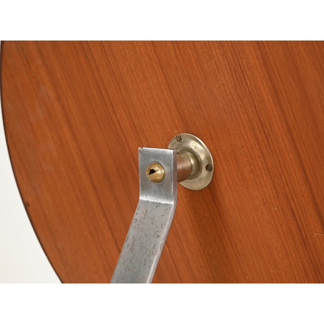 Metal Large Italian Adjustable Table Mirror in Teak and Steel by Osvaldo Borsani for Tecno, 1960s For Sale - Image 7 of 15