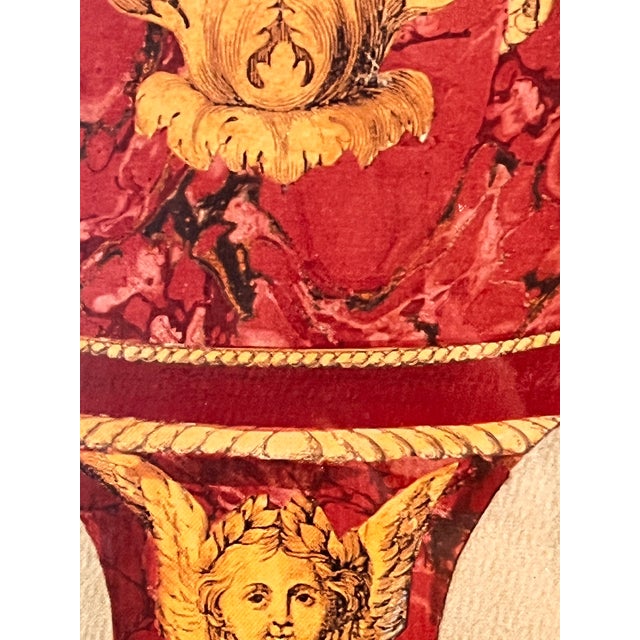 Vintage Neoclassical Floral Urn Framed Art Print Signed Farespi 17x32 For Sale - Image 9 of 10
