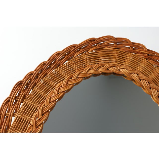 Small Mid-Century Rattan Mirror, France, 1960s For Sale - Image 4 of 11
