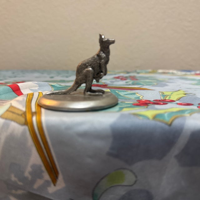 1970s Vintage Solid Pewter Miniature Kangaroo With Joey Figurine For Sale - Image 5 of 8