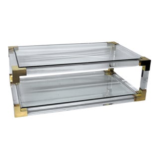 Lucite Glass Top Coffee Table For Sale