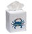 Blue Atlantic Crab Tissue Box Cover White Linen & Cotton, Embroidered For Sale - Image 4 of 4