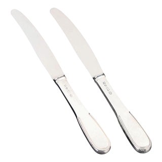 Lunch Knives in Silver and Stainless Steel by Evald Nielsen, 1930s, Set of 2 For Sale