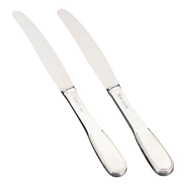 Lunch Knives in Silver and Stainless Steel by Evald Nielsen, 1930s, Set of 2 For Sale