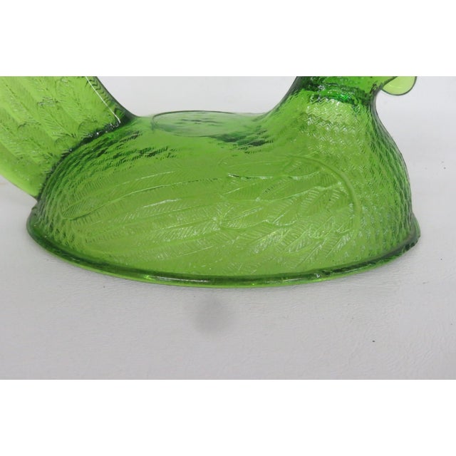 Mid-Century Modern Indiana Glass Mid Century Green Hen on Nest Dish Cover Lid Only No Bottom 4936b For Sale - Image 3 of 14