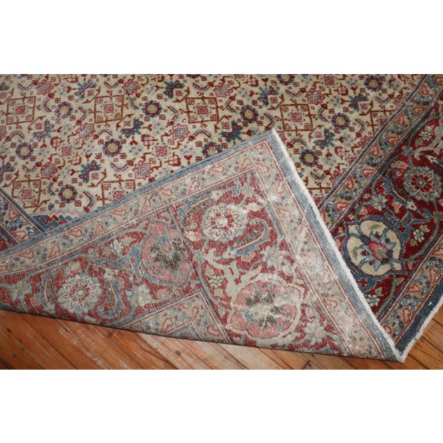 Textile Early 20th Century Worn Tabriz Room Size Rug - 9'6" x 13'6" For Sale - Image 7 of 11
