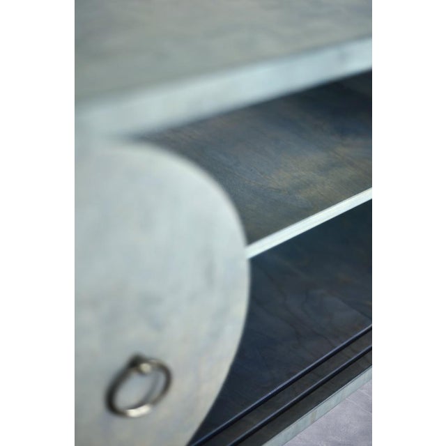 Mid-Century Modern Italian Turquoise Streamline Sideboard in Birch, 1960s For Sale - Image 18 of 18