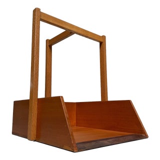 Vintage Japanese Wooden Chiritori Dustpan with Copper Rim, 1960s For Sale